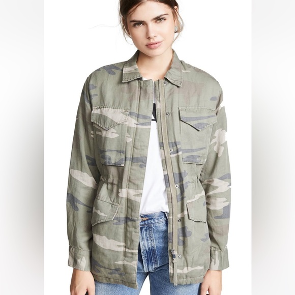 Rails Whitaker Tencel Linen Blend Camo Jacket w Faux Fur Lining Sz Medium Green - Picture 4 of 11
